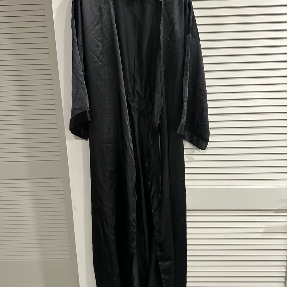 Fashion Nova Black Satin Robe